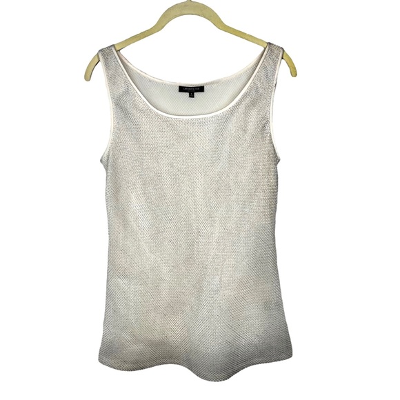 Lafayette 148 New York Tops - LAFAYETTE 148 Cream Metallic Gold Brushed Camisole Lined Tank Top Women’s Size 6